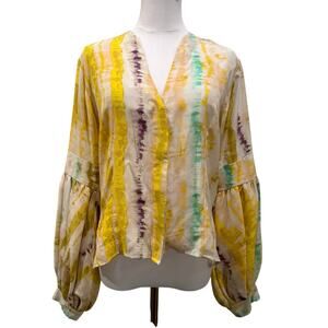 Silvia Tcherassi Silk Balloon Long Sleeve Blouse Medium Designer Boho Luxury